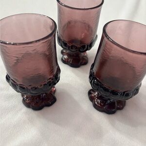 Set of three vintage tiffin Franciscan plum amethyst juice glasses